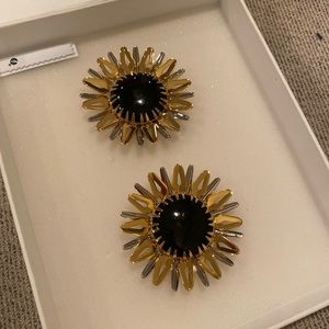 Elie Top for Zara Sunflower Clip-On Earrings in Silver and Gold